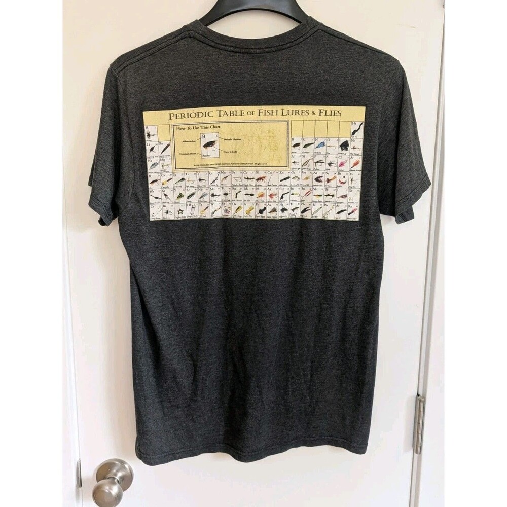 Columbia Periodic Table Of Fishing Lures & Flies Graphic Tee Shirt Medium Gray